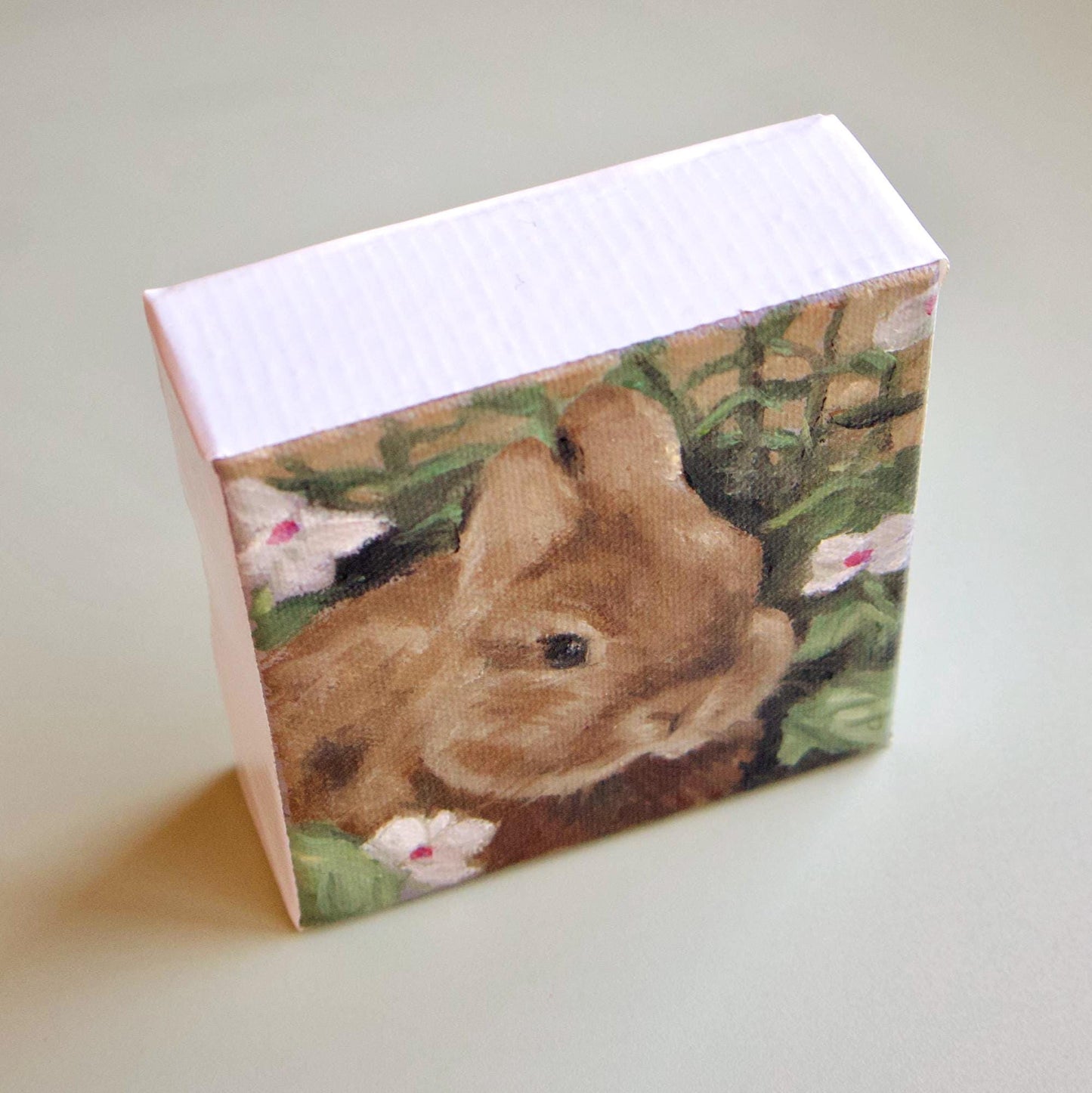 Hand-painted small oil painting animal bunny artwork rabbit painting original art or little animal